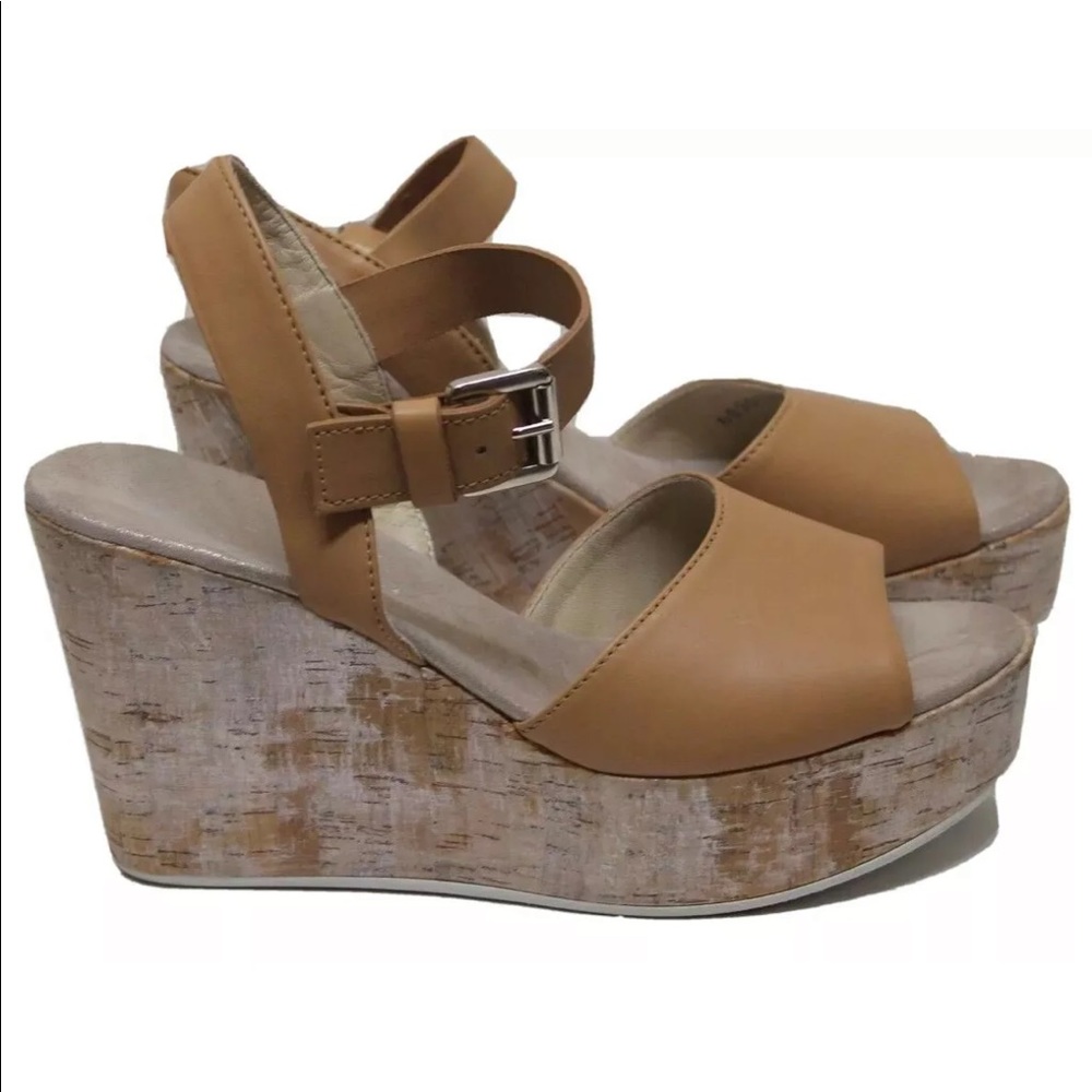 AGL Attilio Giusti Leombrini Women Wedge Platform Sandals Leather Tan 39 Italy